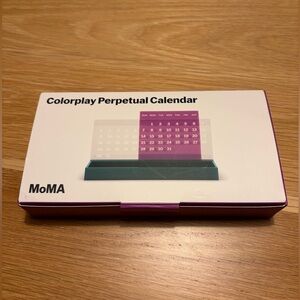 NWT (In Box) MoMA Colorplay Perpetual Calendar and Organizer, Purple and Teal